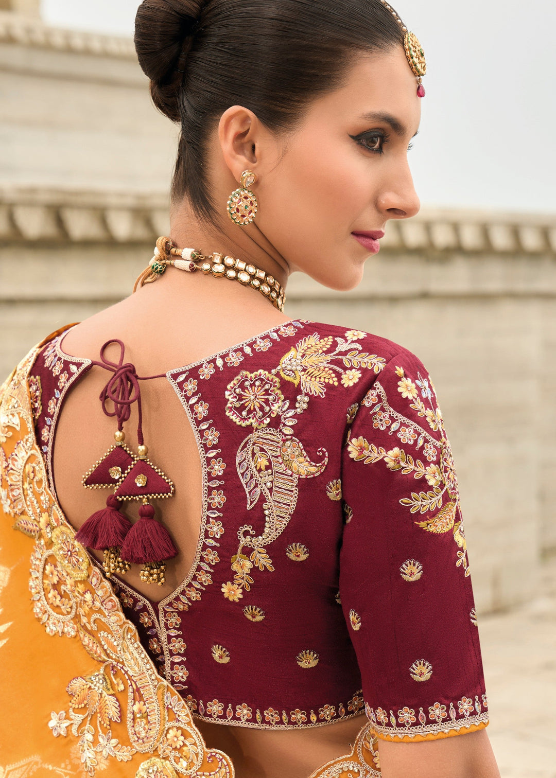 Orange Viscose Tissue Silk Saree