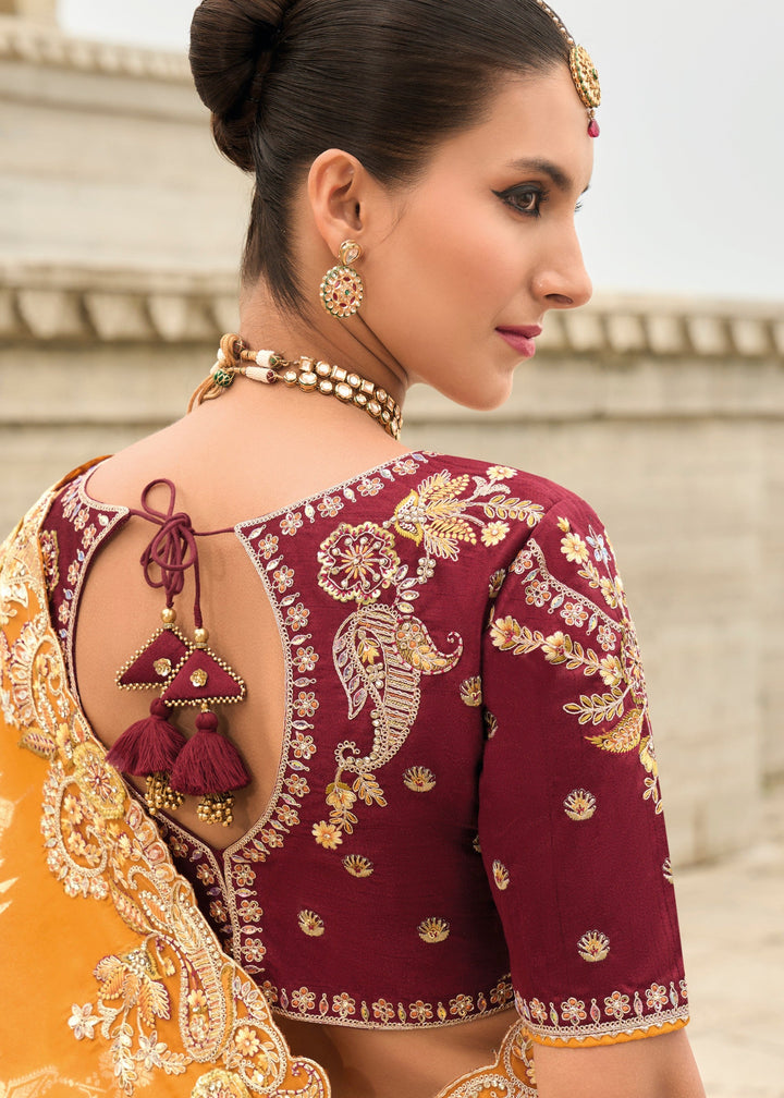 Orange Viscose Tissue Silk Saree