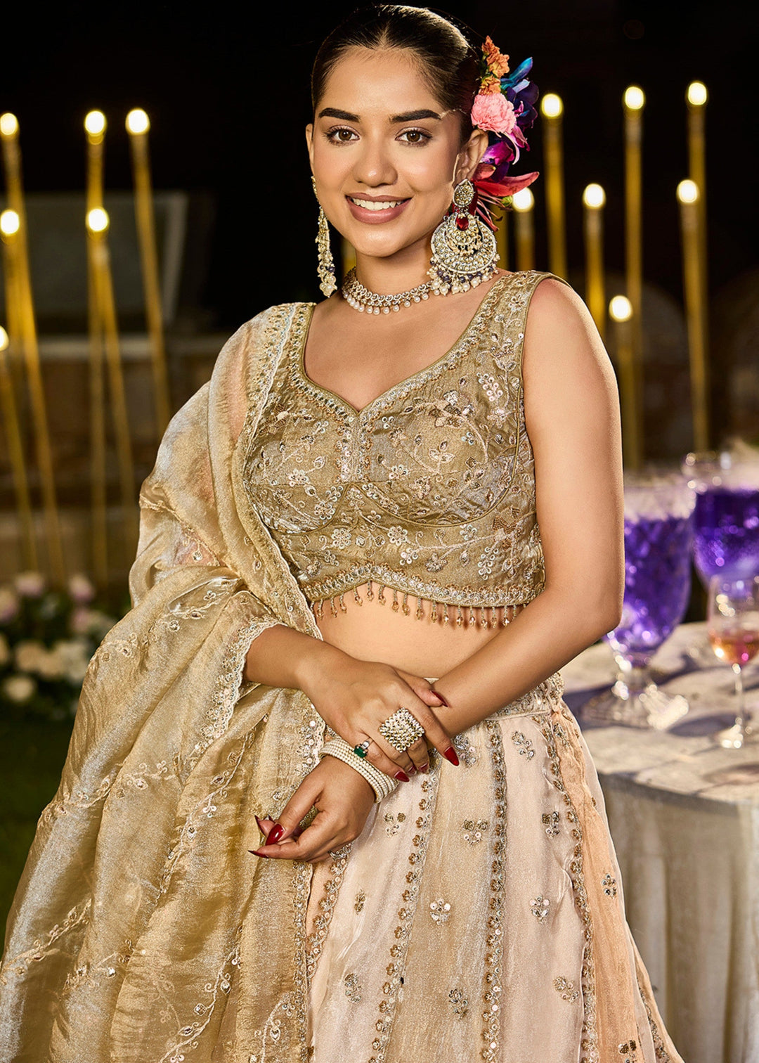 Multi Satin Silk Lehenga Choli