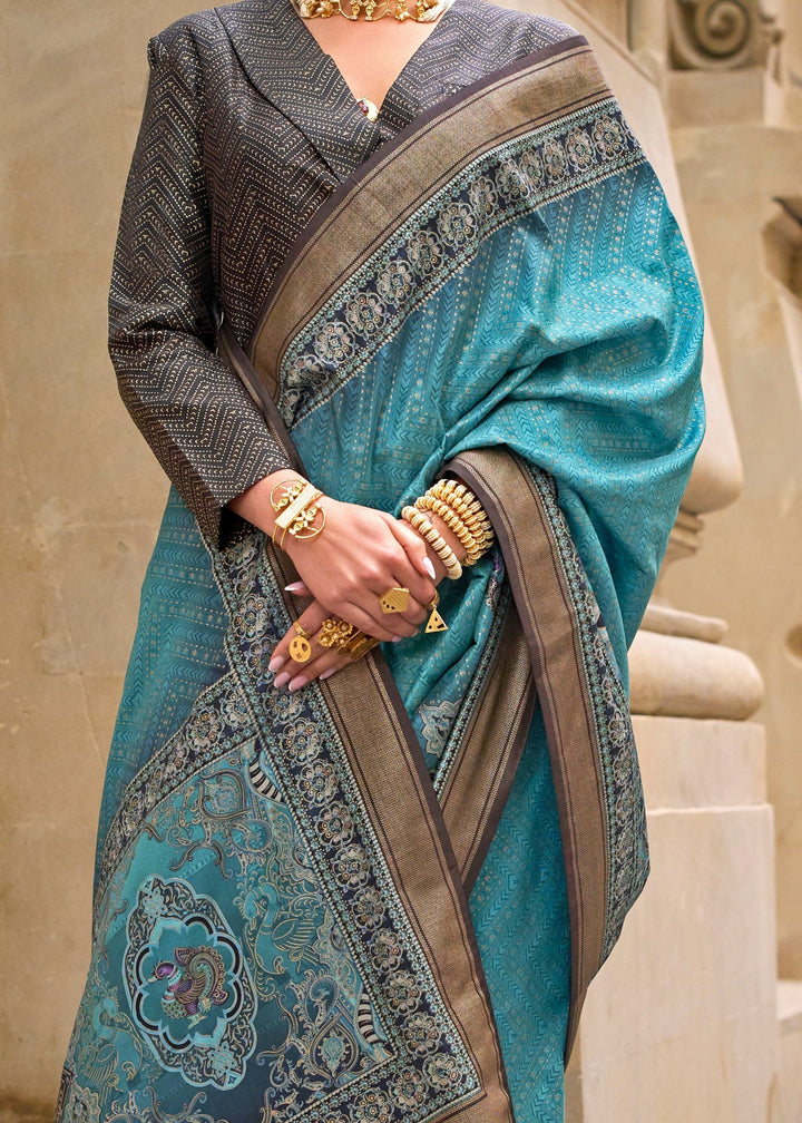 Sapphire Blue Poly Viscose Silk Saree