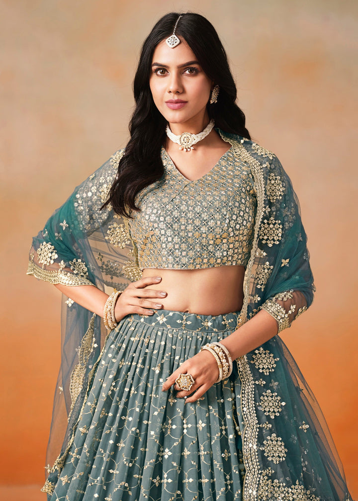 Dove Blue Georgette Lehenga Choli