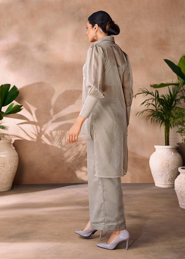 Grey Organza Handwork Co-ord Set