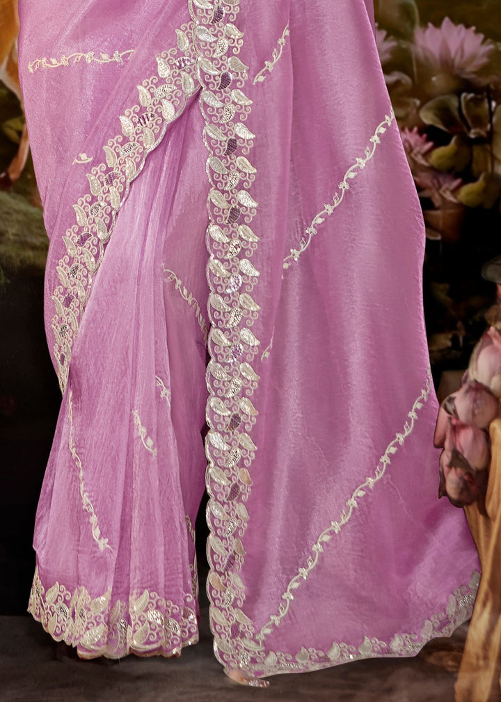Lavender Purple Cotton Silk Saree