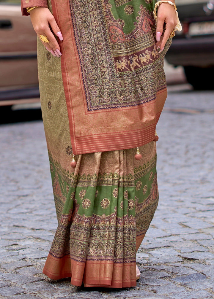 Moss Green Poly Viscose Silk Saree