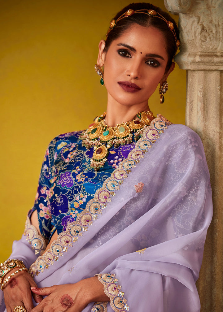 Mauve Purple Glass Tissue Silk Saree
