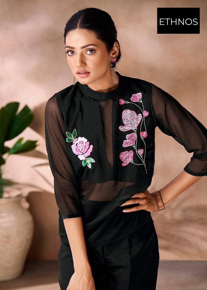 Black Organza Handwork Co-ord Set