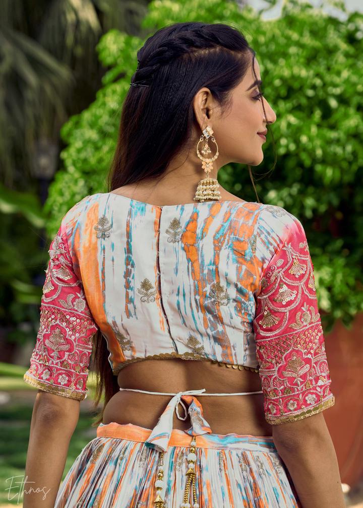 Cerise Pink Chinon Silk Lehenga Choli