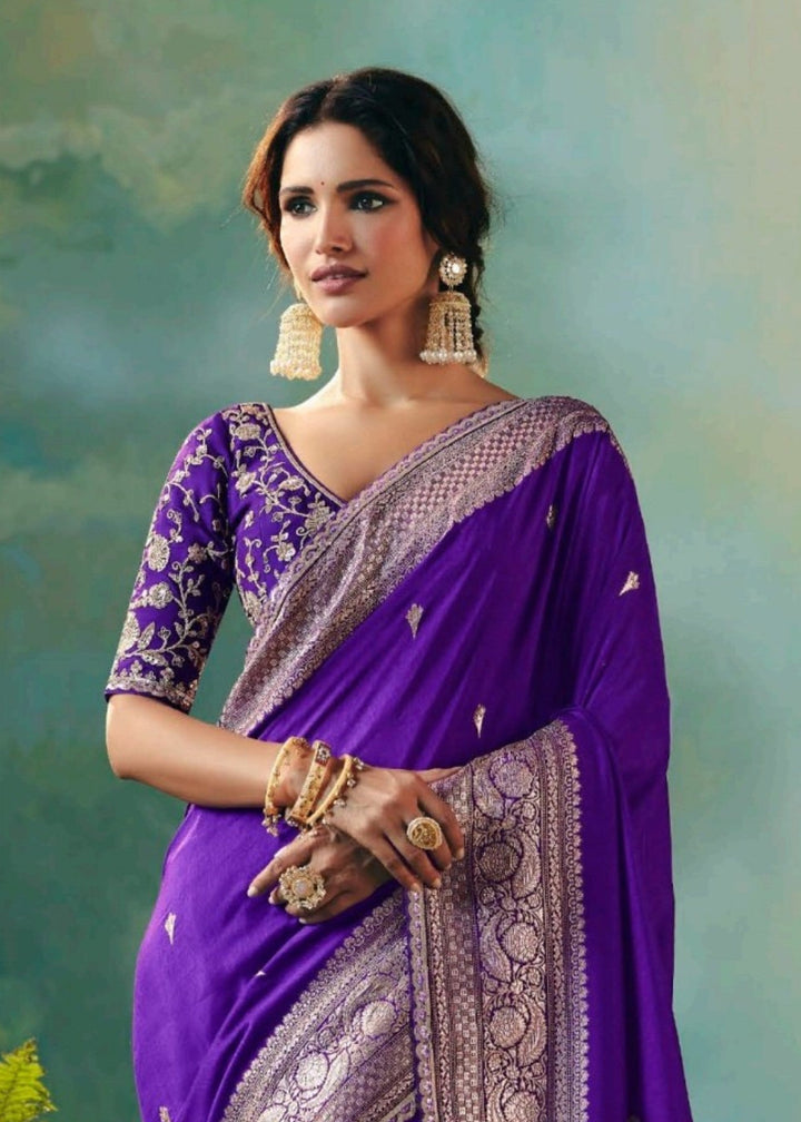 Royal Purple Viscose Dola Silk Saree