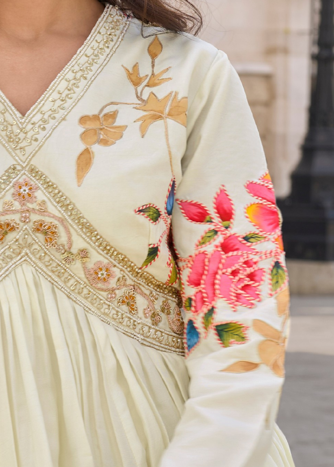 Pastel Pistachio Chinon Silk Anarkali