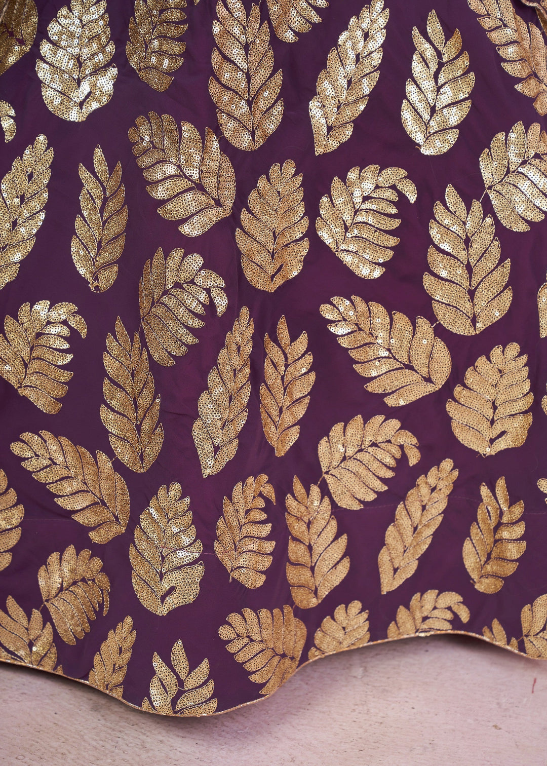 Royal Purple Georgette Lehenga Choli With Sequins And Thread Embroidery Work