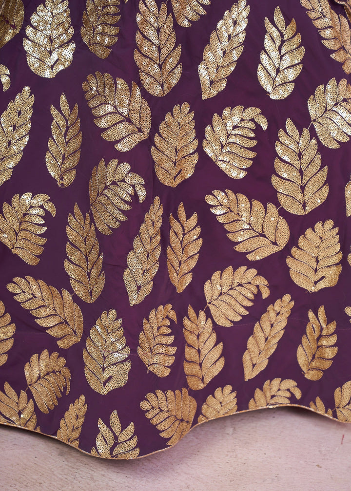 Royal Purple Georgette Lehenga Choli With Sequins And Thread Embroidery Work