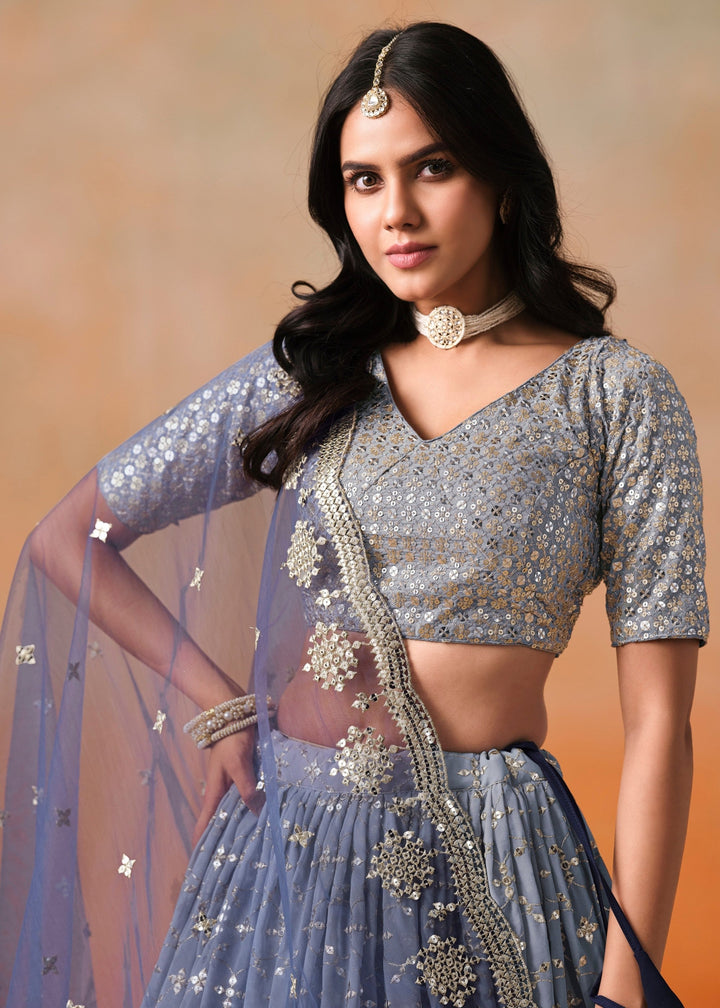 Navy Blue Georgette Lehenga Choli