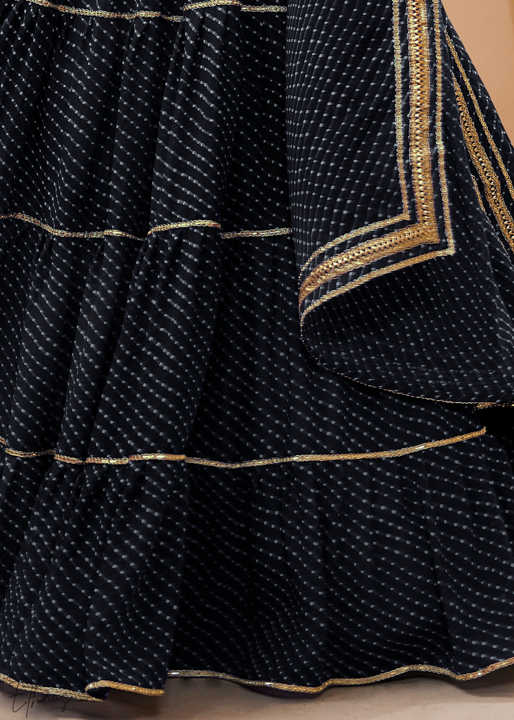 Obsidian Black Georgette Lehenga Choli