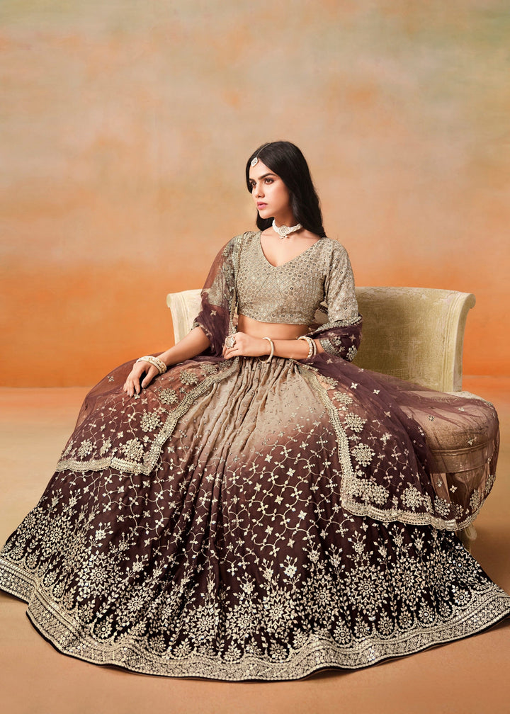 Brown Georgette Lehenga Choli