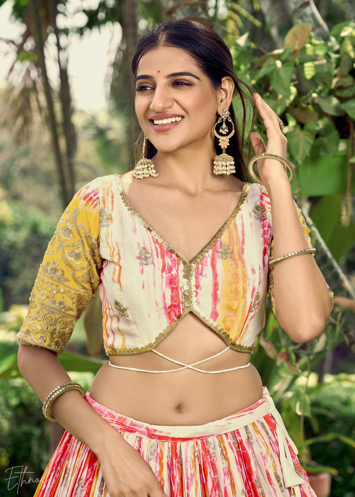 Buttercup Yellow Chinon Silk Lehenga Choli