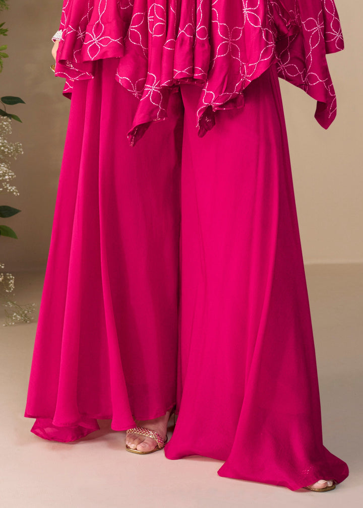 Bright Fuchsia Pink Premium Chinon Silk Kurta with Pant