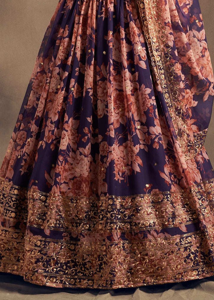 Purple Organza Lehenga with Dupatta