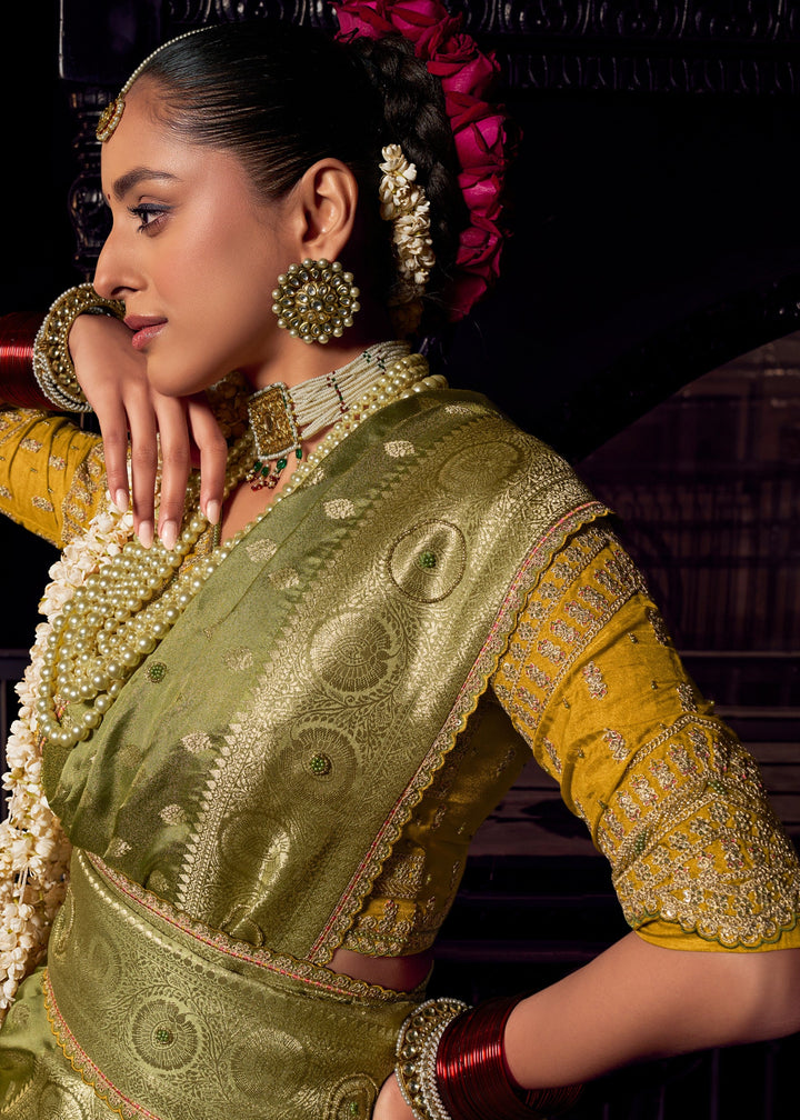 Green Viscose Tissue Silk Saree