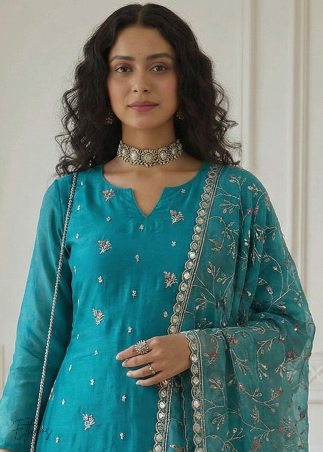 Sky Blue Organza Salwar Suit