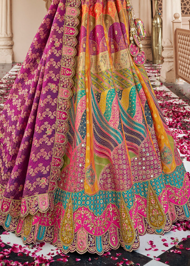 Bright Purple Banarasi Silk Lehenga with Zarkan & Cutwork
