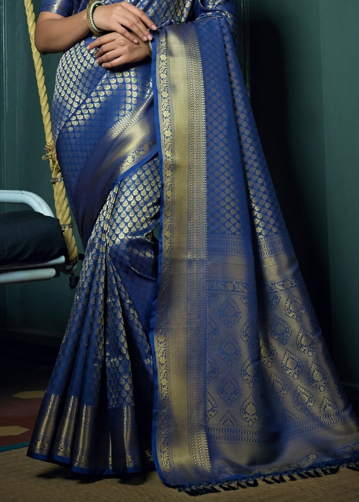 Admiral Blue Woven Kanjivaram Silk Saree