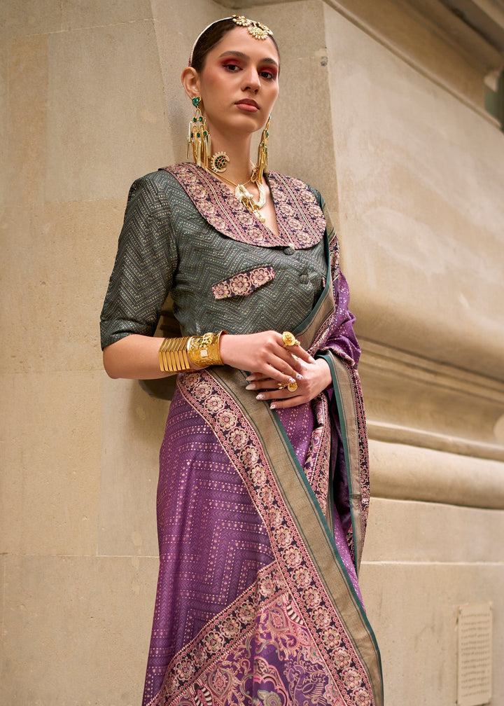 Purple Poly Viscose Silk Saree