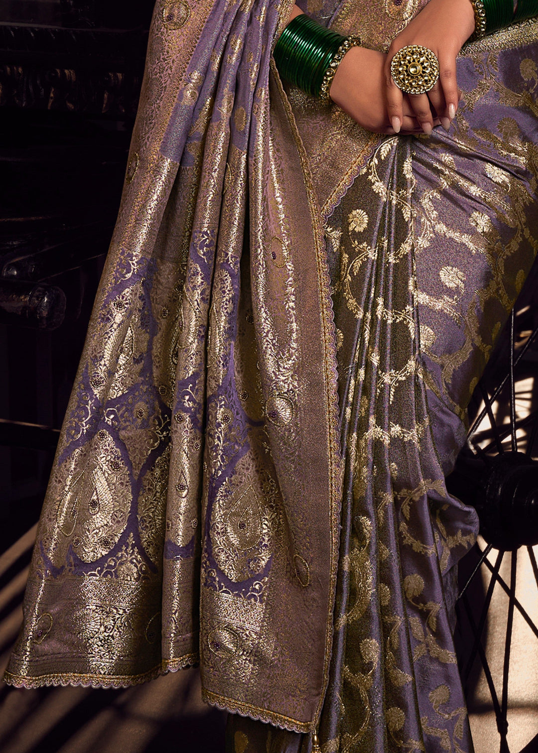Heather Purple Viscose Tissue Silk Saree