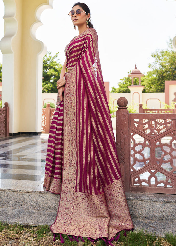 Jam Purple Leheriya Georgette Saree