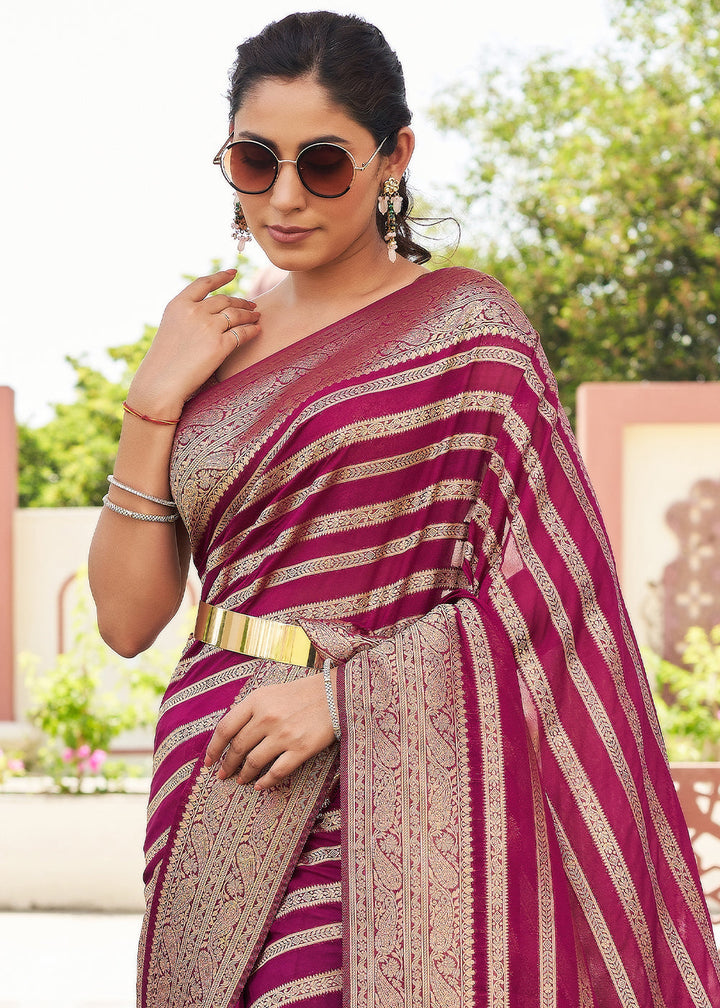 Jam Purple Leheriya Georgette Saree