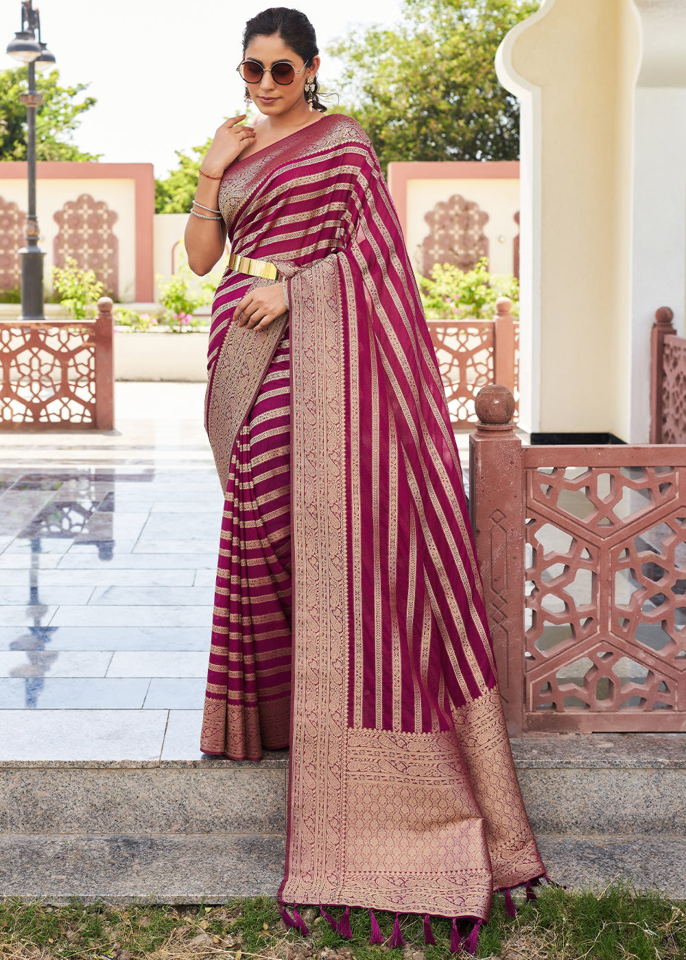Jam Purple Leheriya Georgette Saree