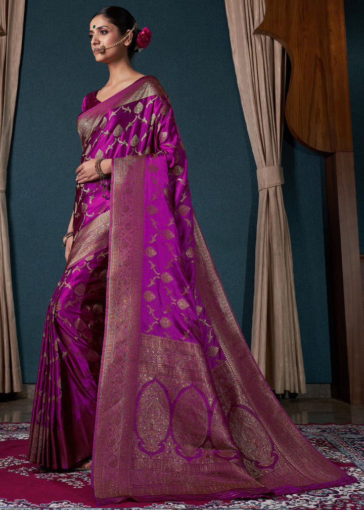Mardi Gras Purple Satin Silk Saree