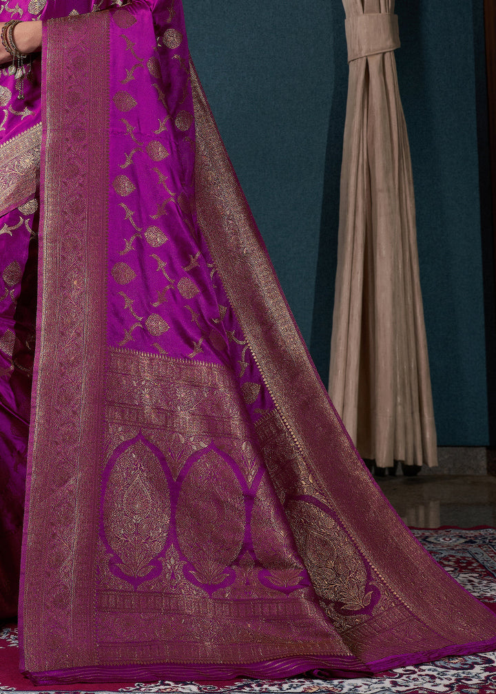 Mardi Gras Purple Satin Silk Saree