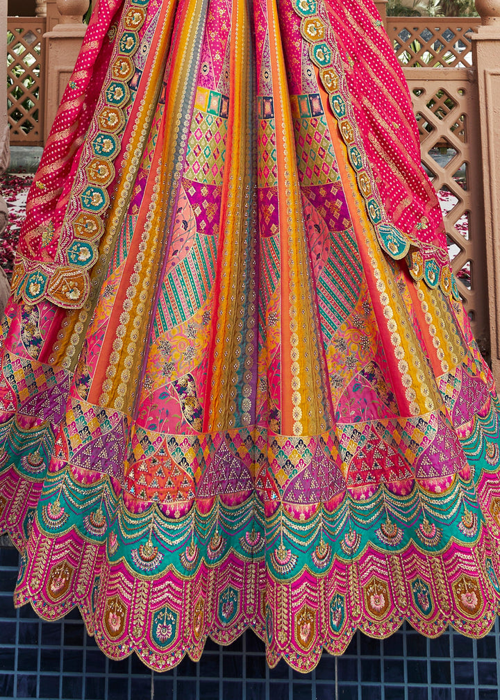 Pink Banarasi Silk Lehenga with Zarkan & Cutwork
