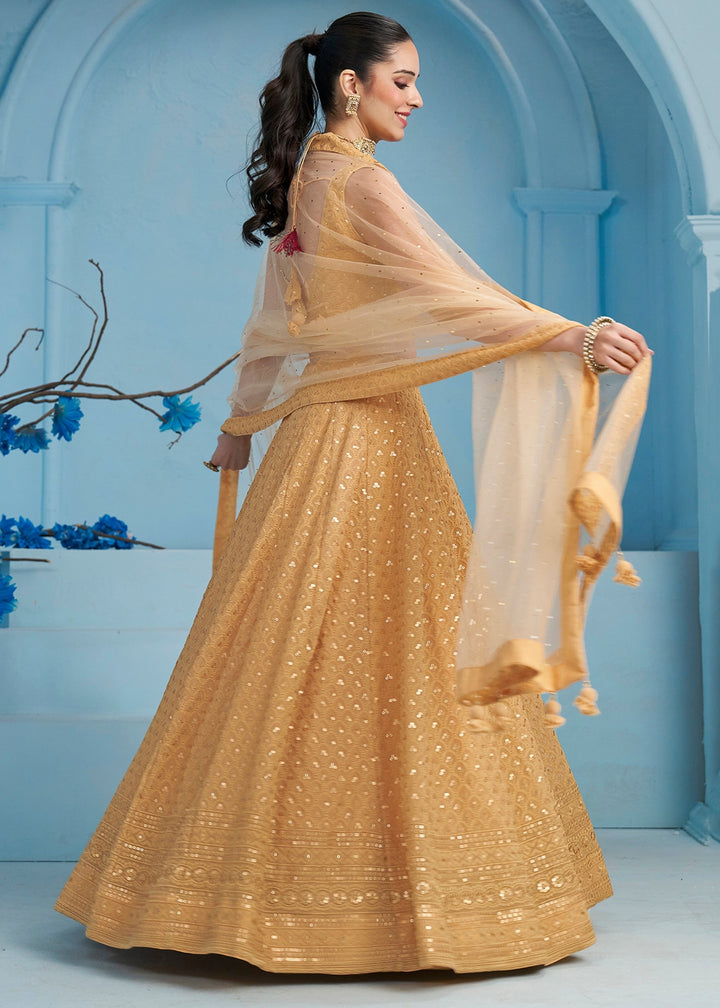 Beige Georgette Lehenga With Dupatta