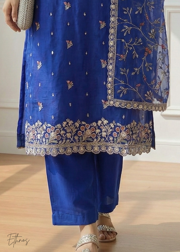 Royal Blue Organza Salwar Suit