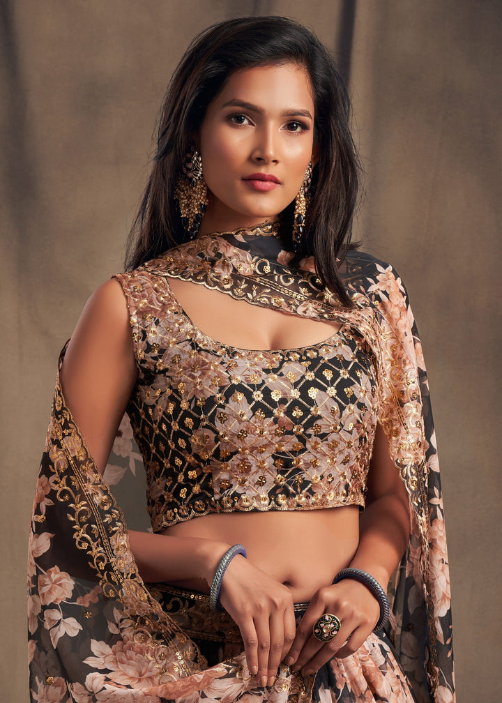 Black Organza Lehenga with Dupatta