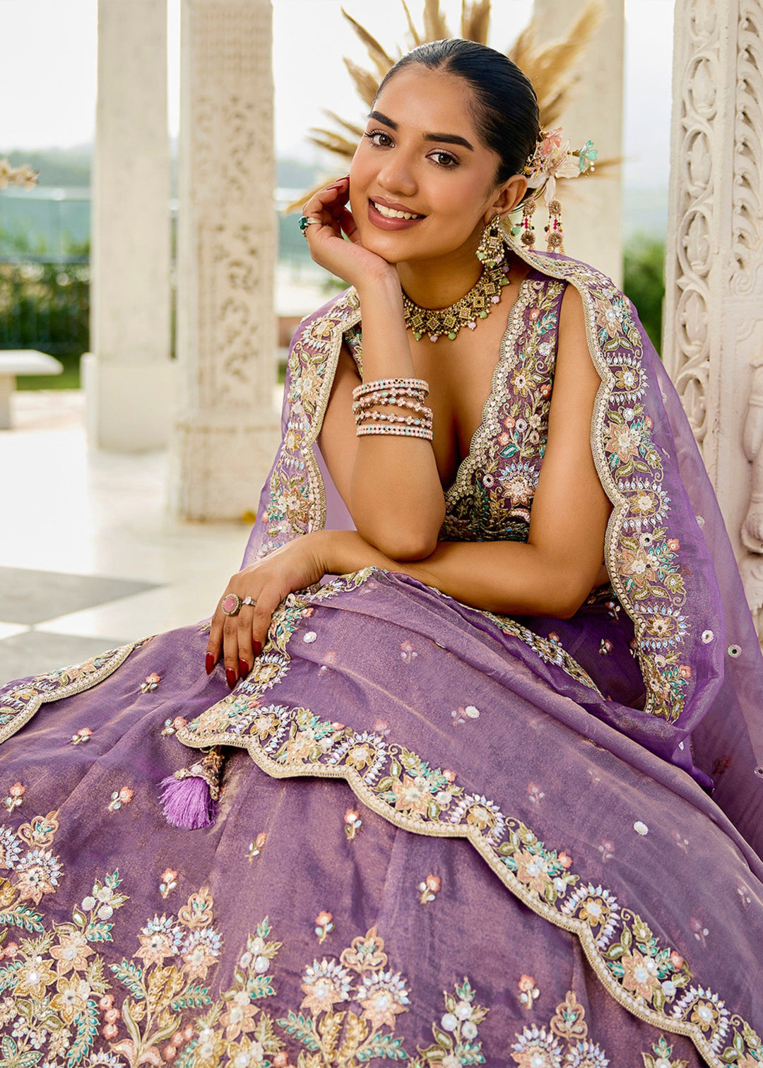 Purple Satin Silk Lehenga Choli