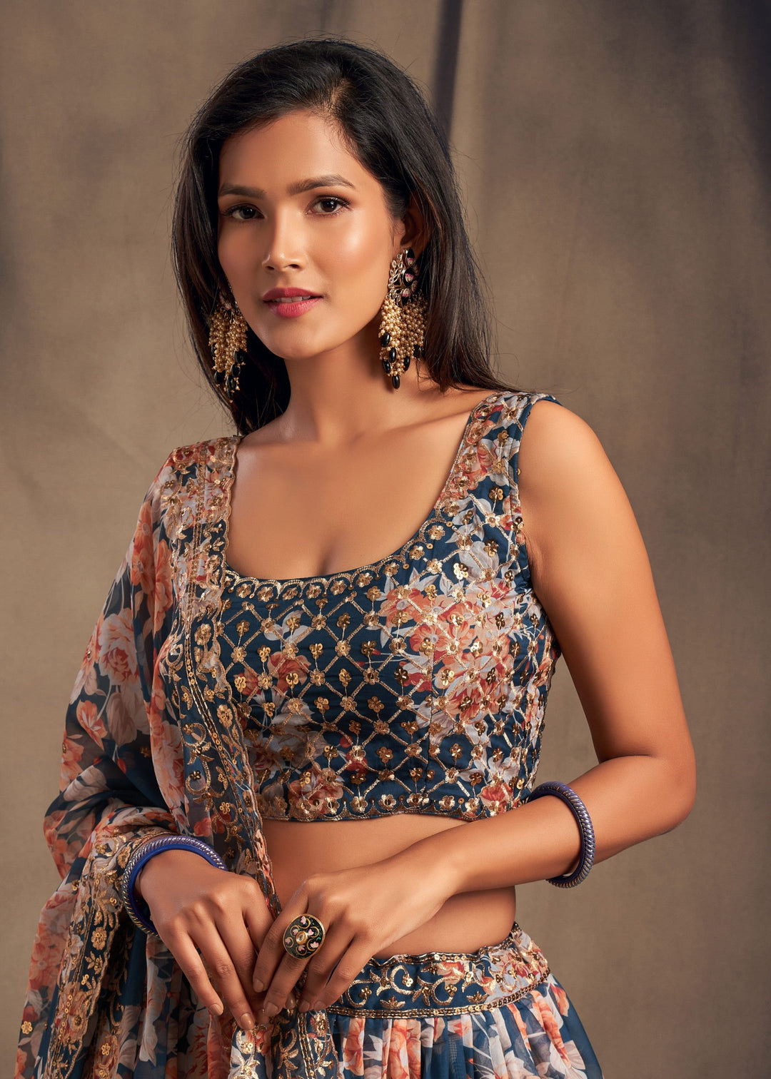 Dove Blue Organza Lehenga with Dupatta : Top Pick