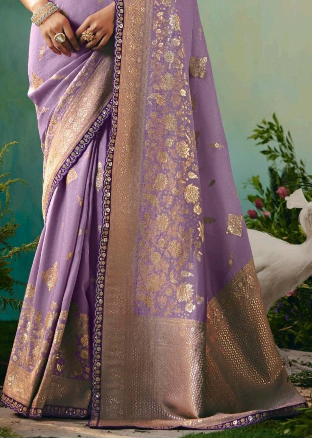 Lavender Pure Viscose Dola Silk Saree