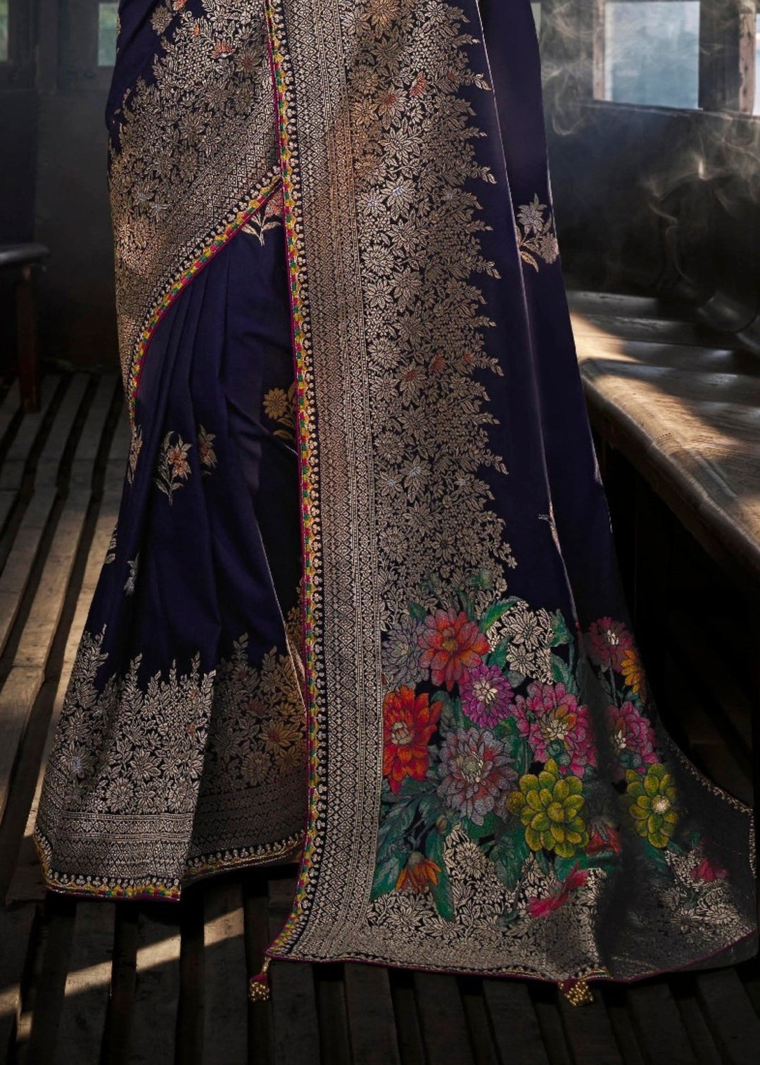 Navy Blue Dola Viscose Silk Saree