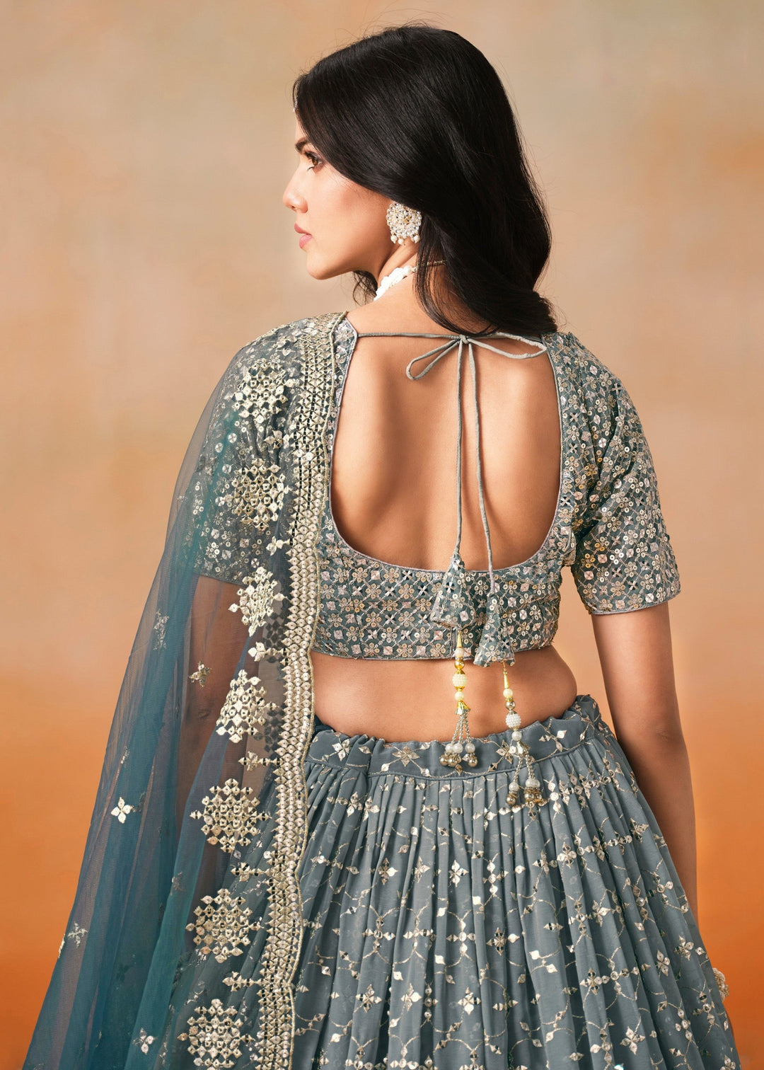 Dove Blue Georgette Lehenga Choli