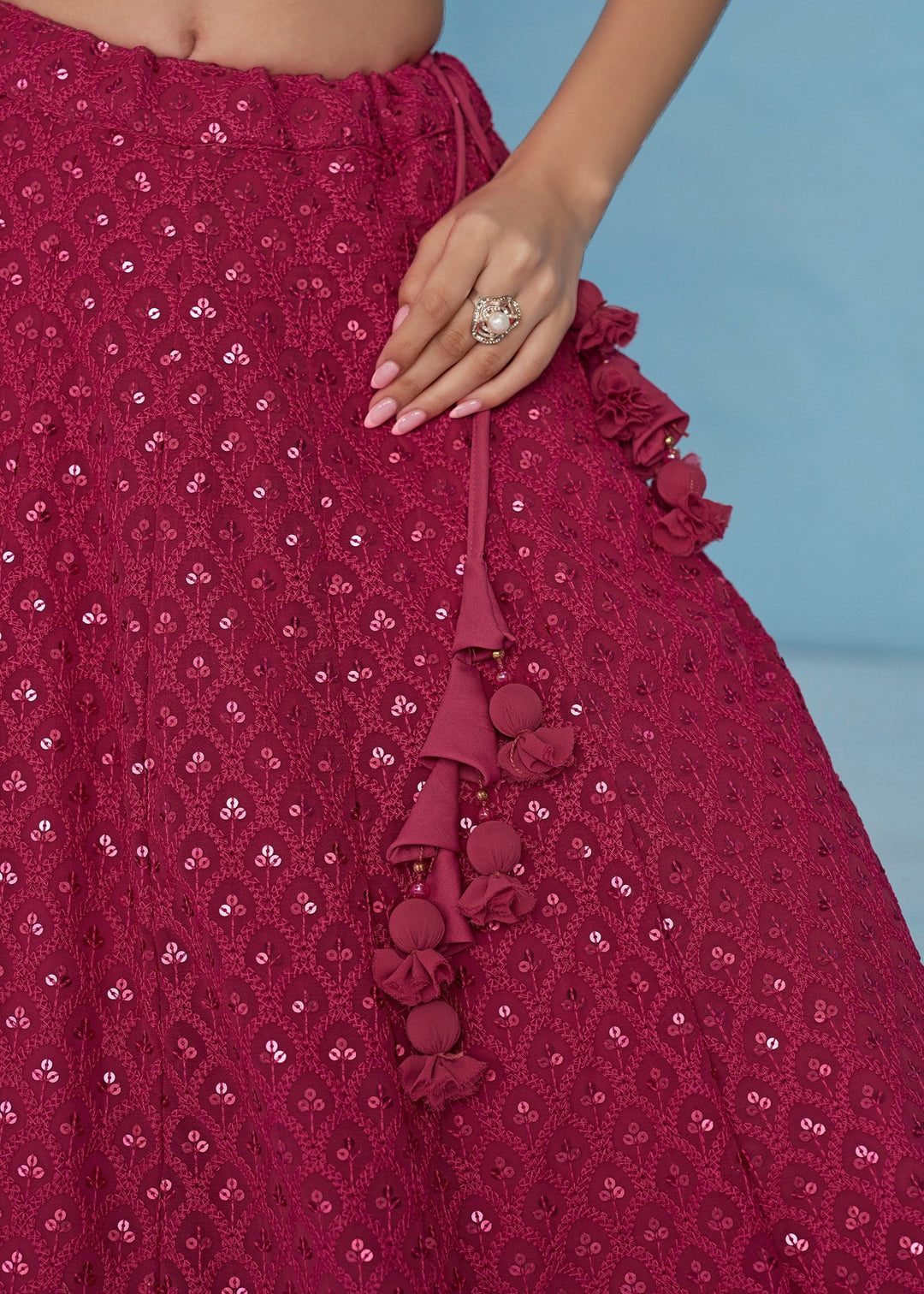 Pink Georgette Lehenga With Dupatta