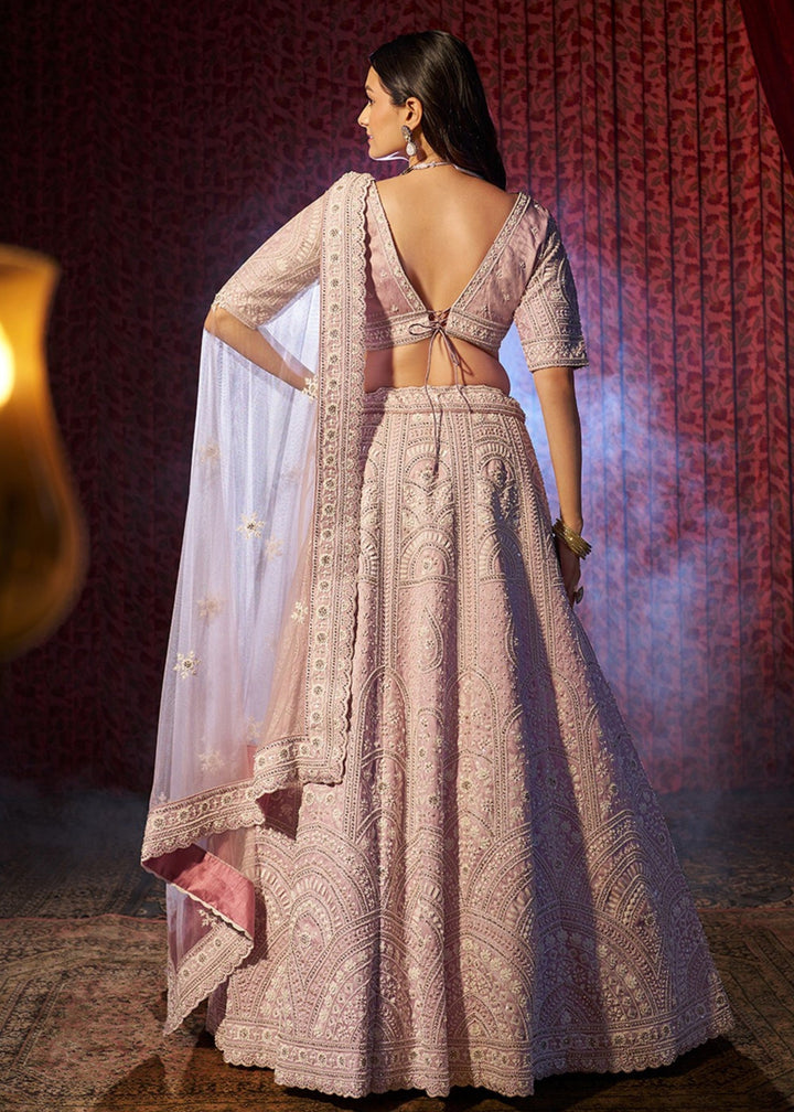 Lilac Thread Work Silk Lehenga