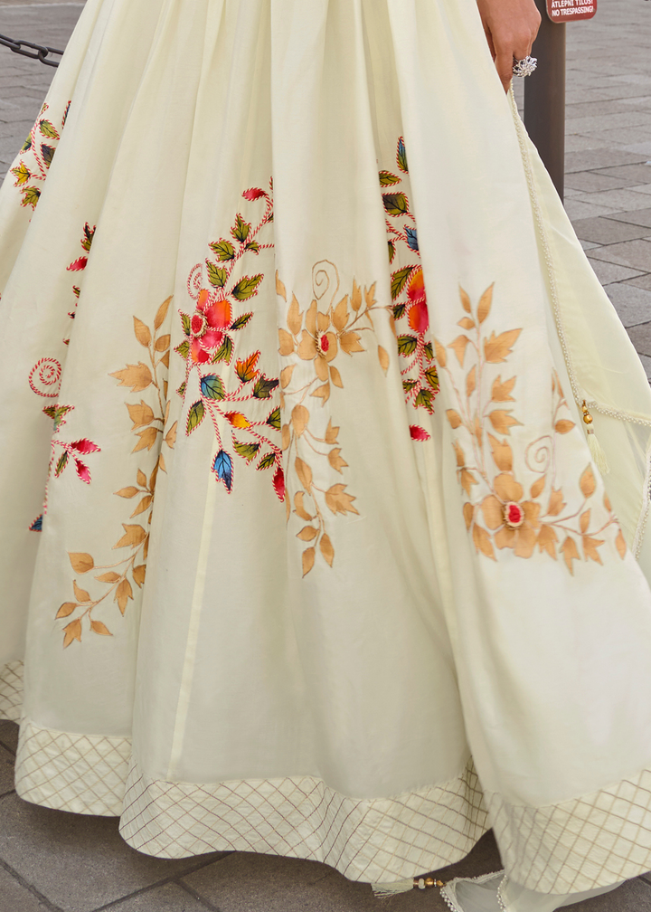 Pastel Pistachio Chinon Silk Anarkali