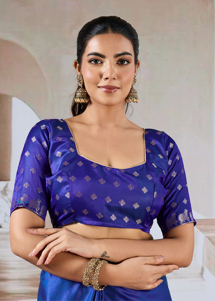 Blue Satin Silk Saree