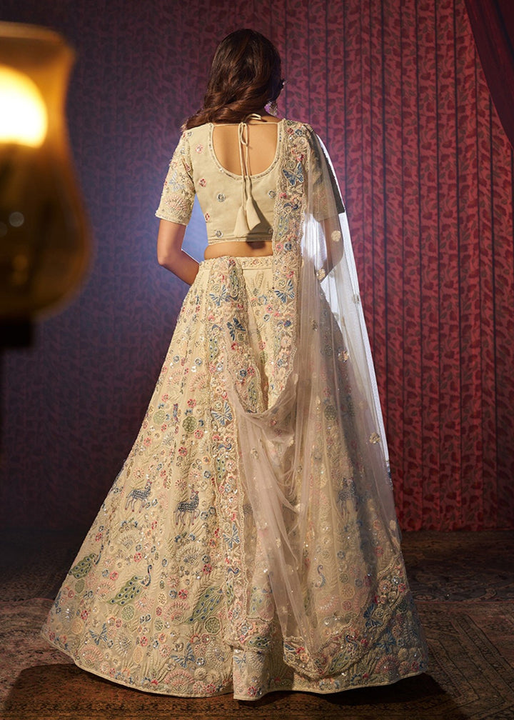 White Dori Sequins Thread work Georgette Lehenga