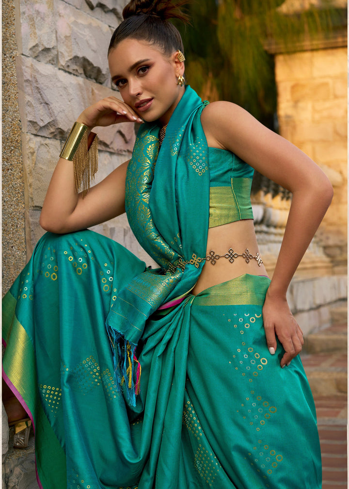 Light Green Satin Silk Saree