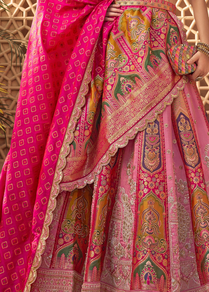 Soft Pink Banarasi Silk Lehenga Choli With Zarkan And Cut Work