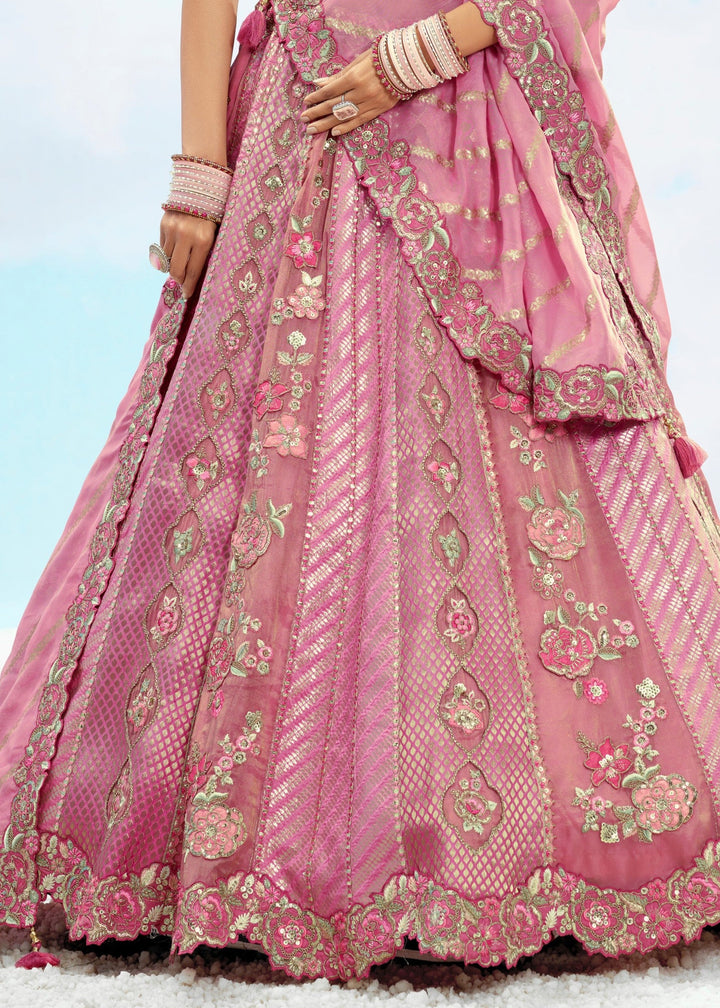 Lavender Silk Lehenga With Cut Work Border