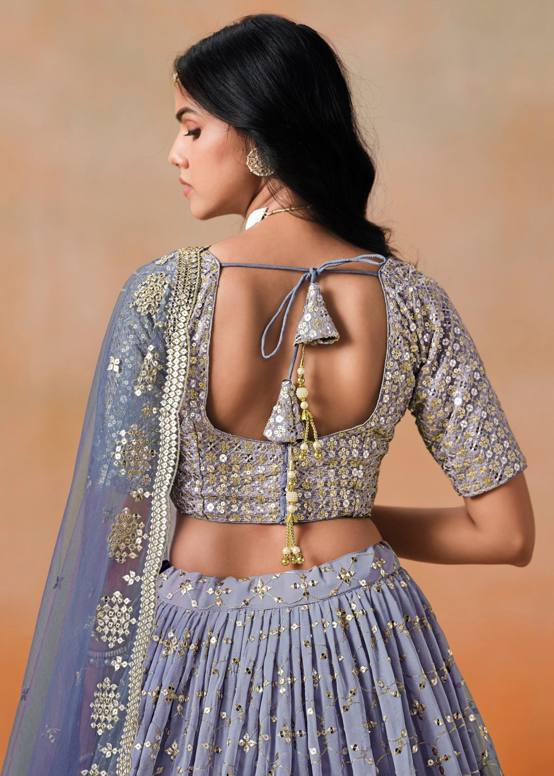 Navy Blue Georgette Lehenga Choli